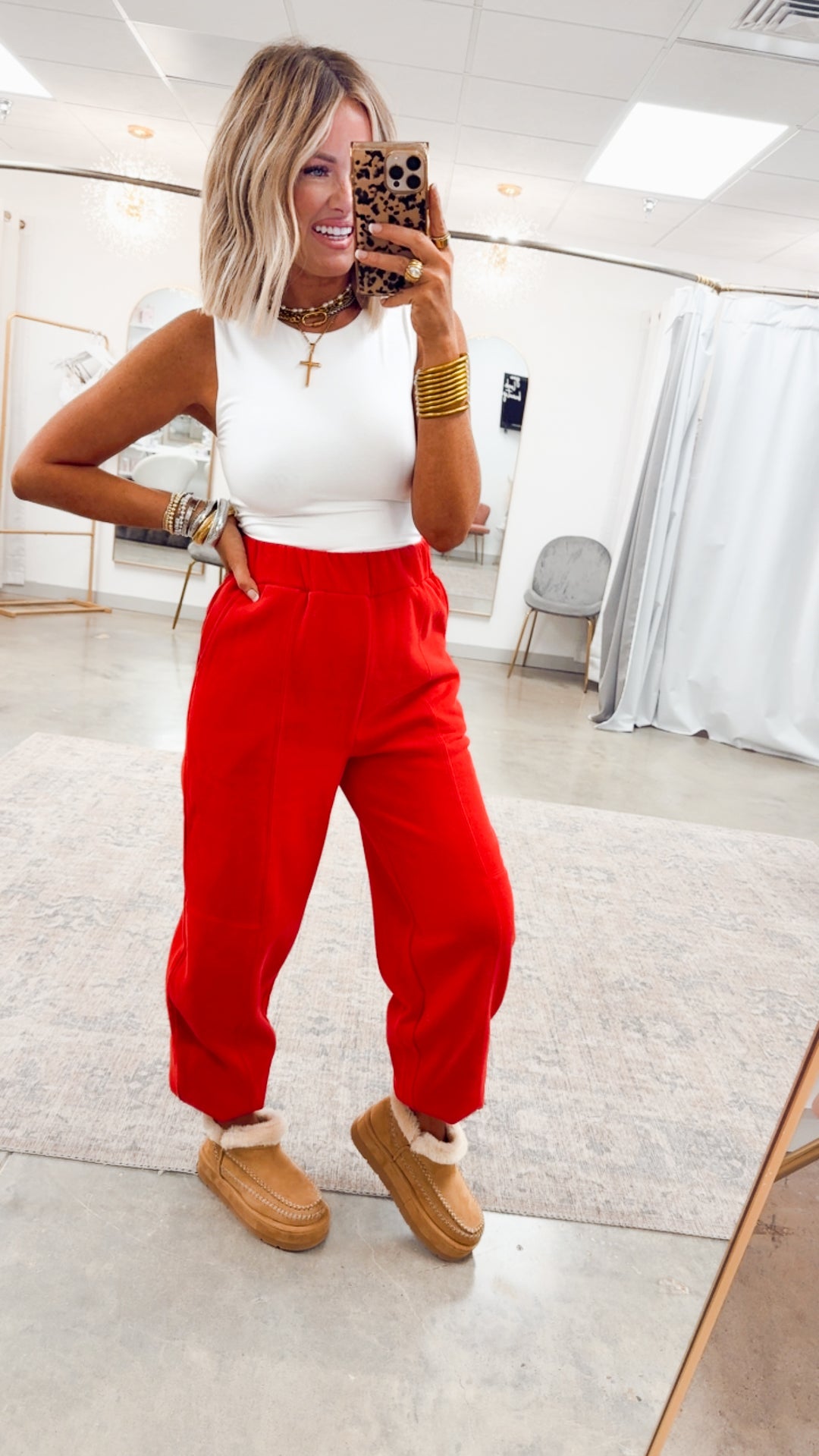 Easy Breeze Jogger Pants-Red