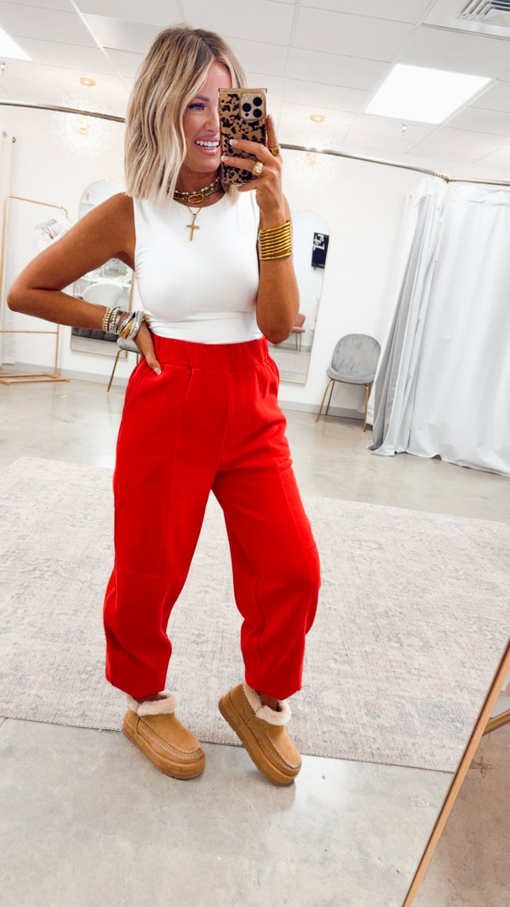 Easy Breeze Jogger Pants-Red