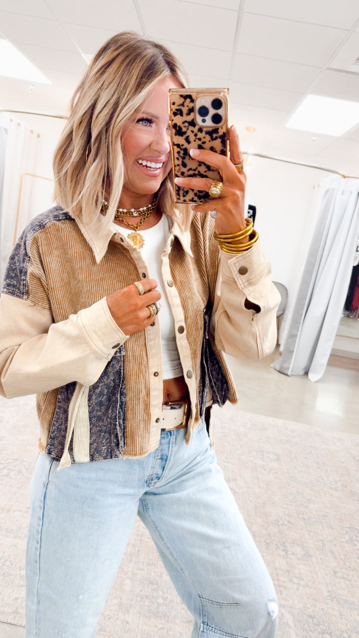 Corduroy Colorblock Top