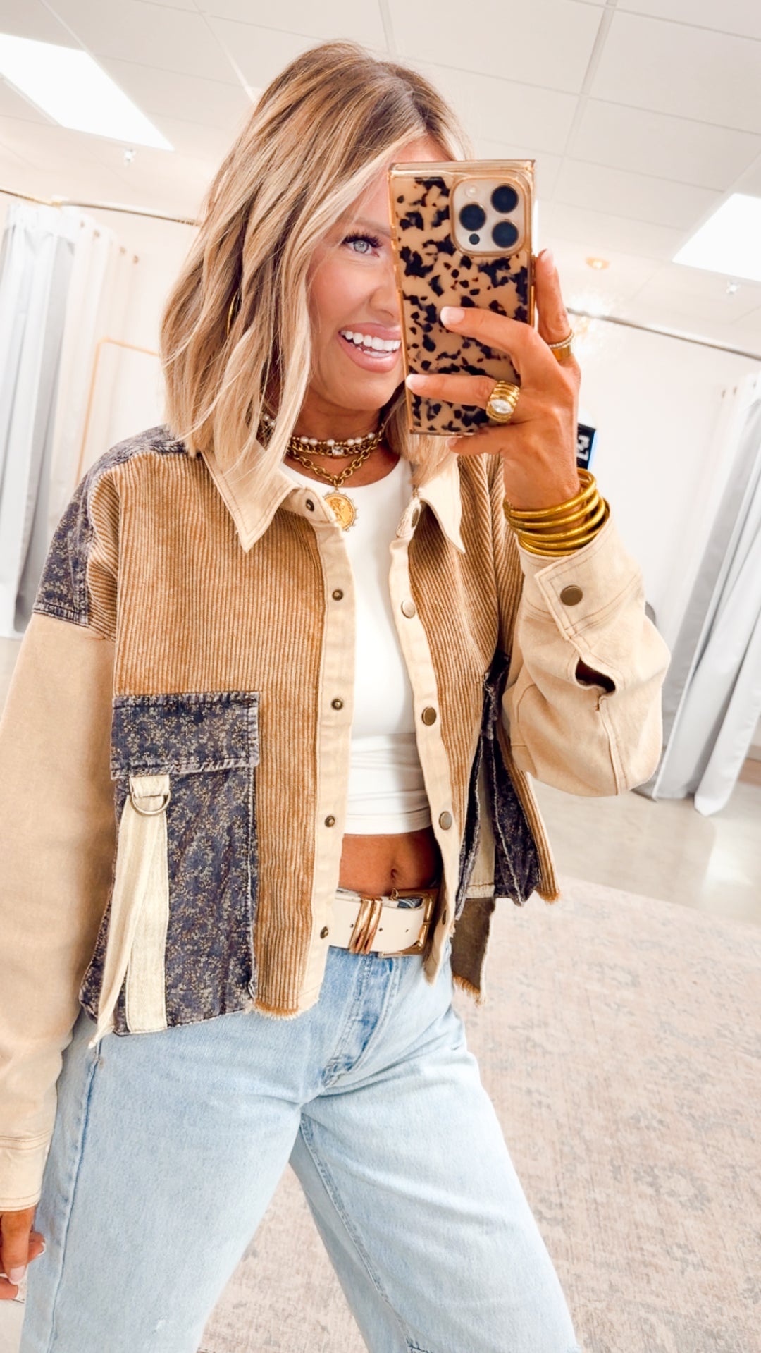 Corduroy Colorblock Top