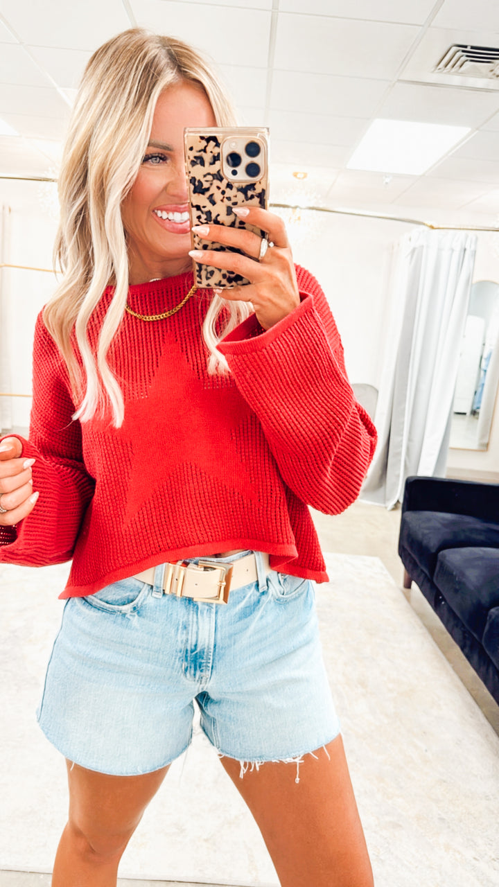 Starlit Sweater Top-Red