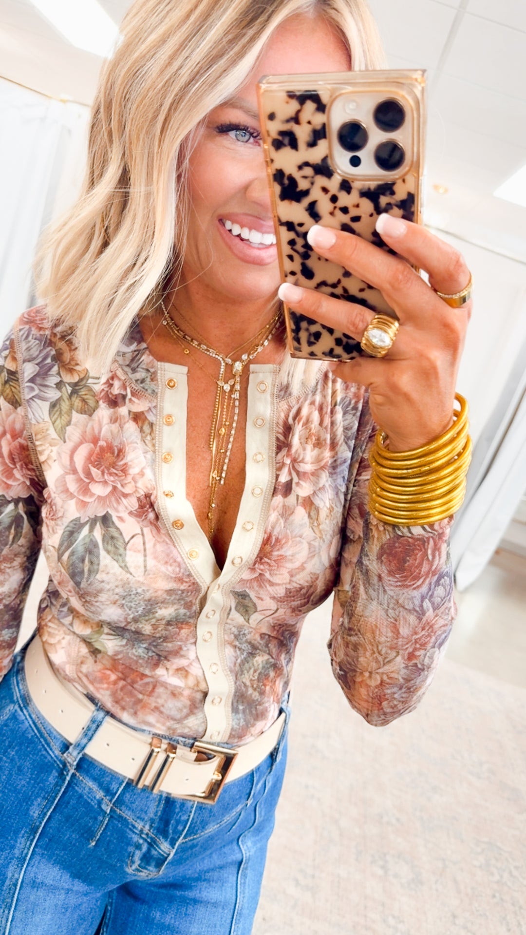 Abigail Front Snap Mesh Top