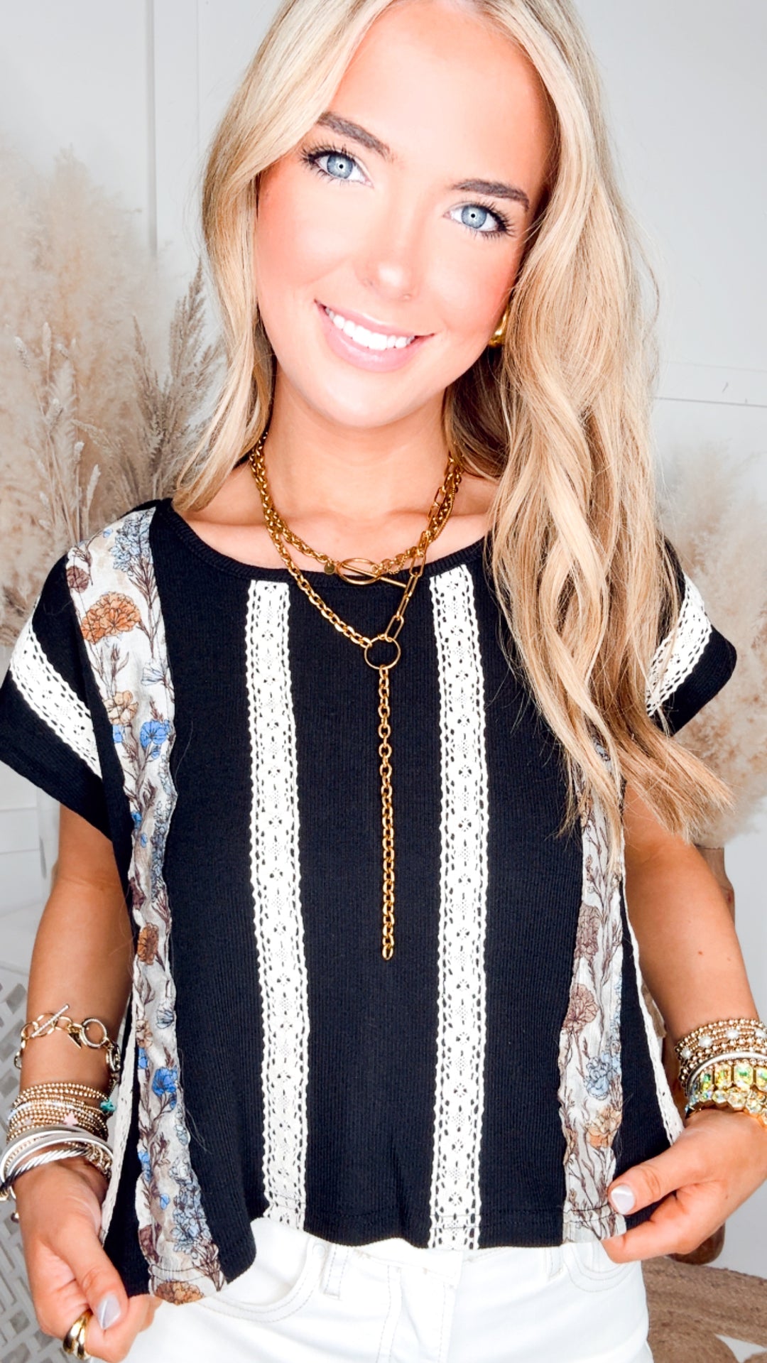 The Brixton Bloom Top-Black