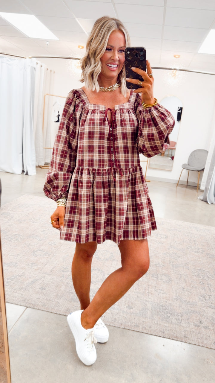 Harvest Checkered Mini Dress