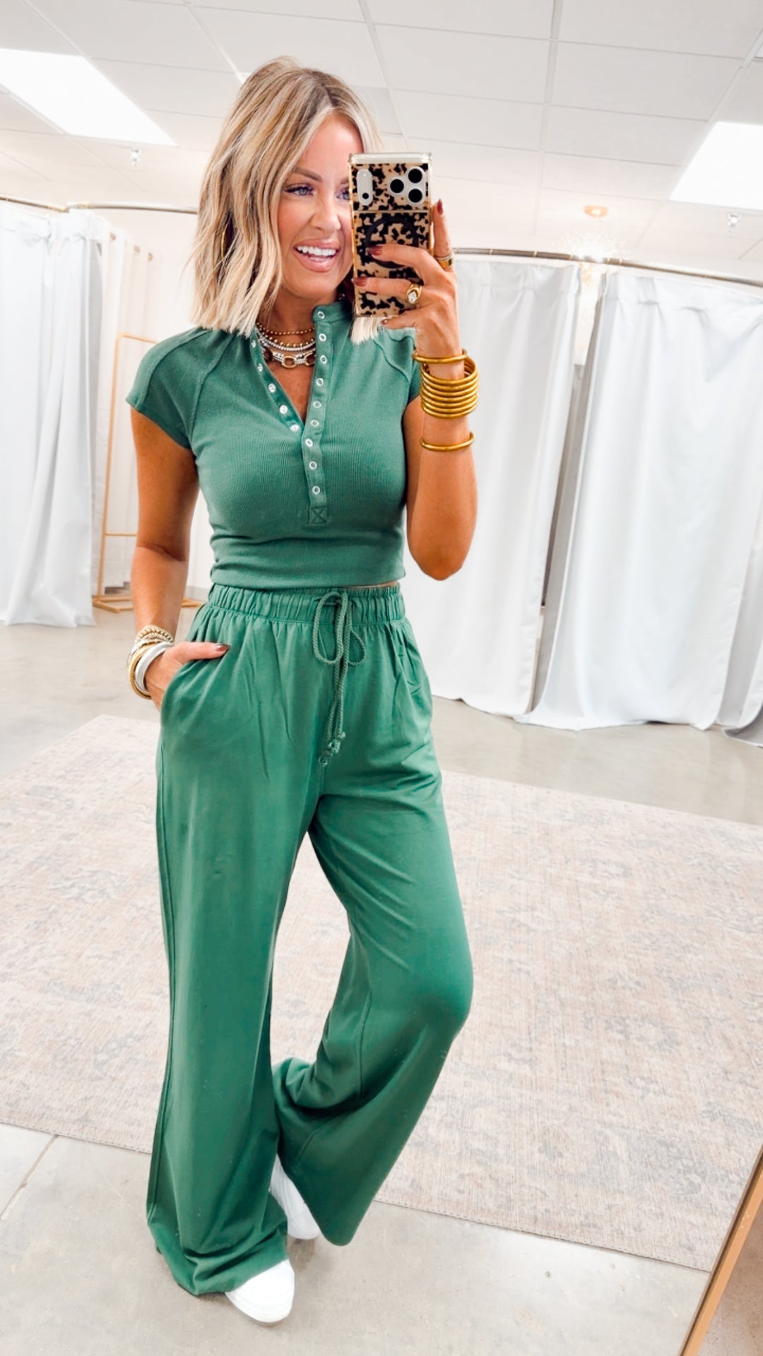 Evie Raglan Top & Pant Set-Hunter Green