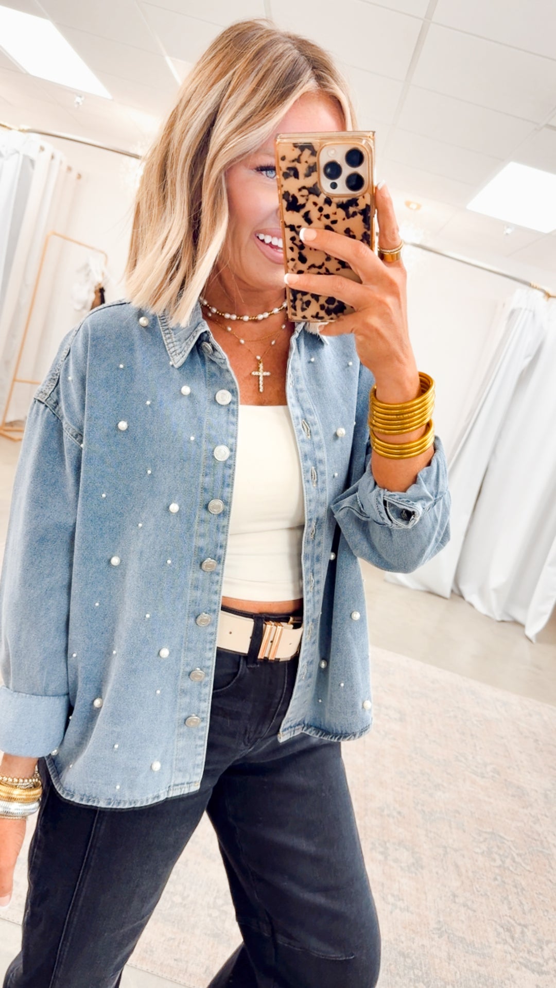 Pearl Oversized Denim Shirt