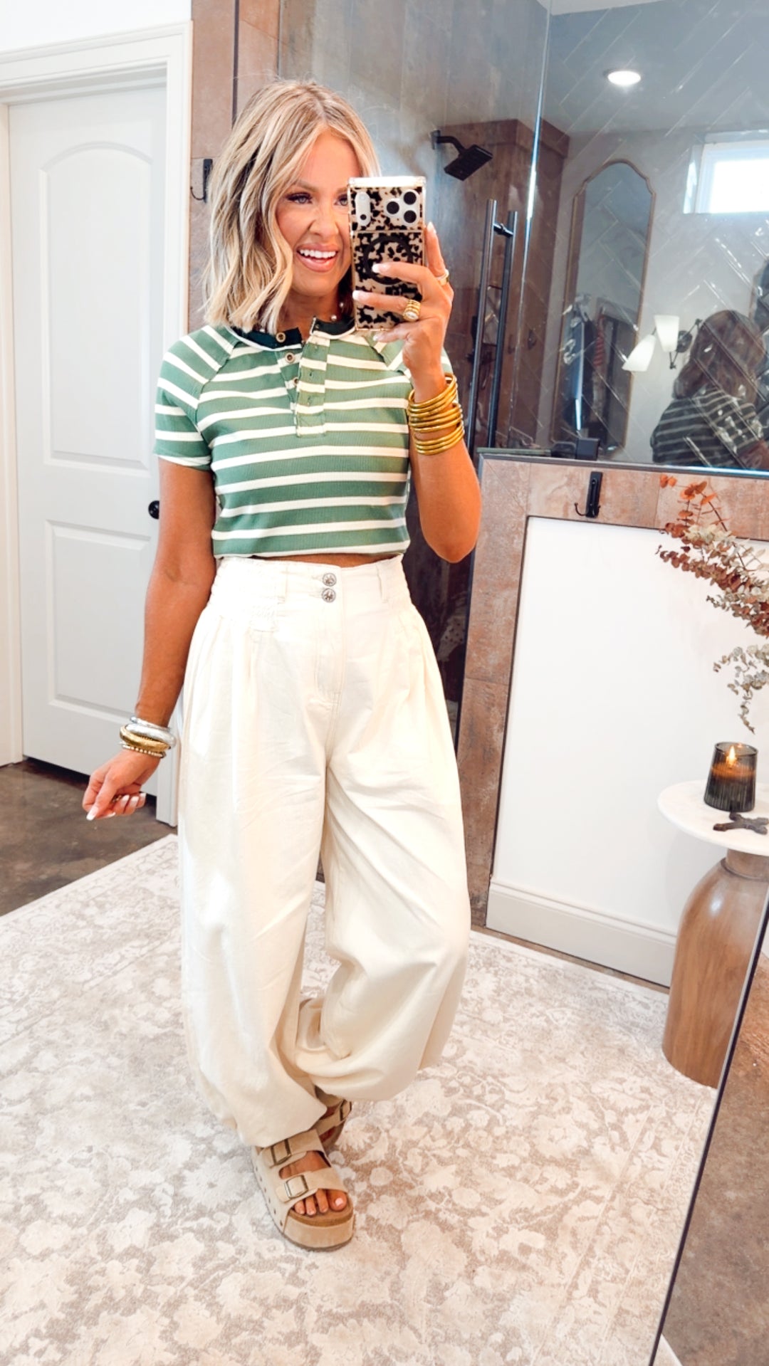 Sage Stripe Top