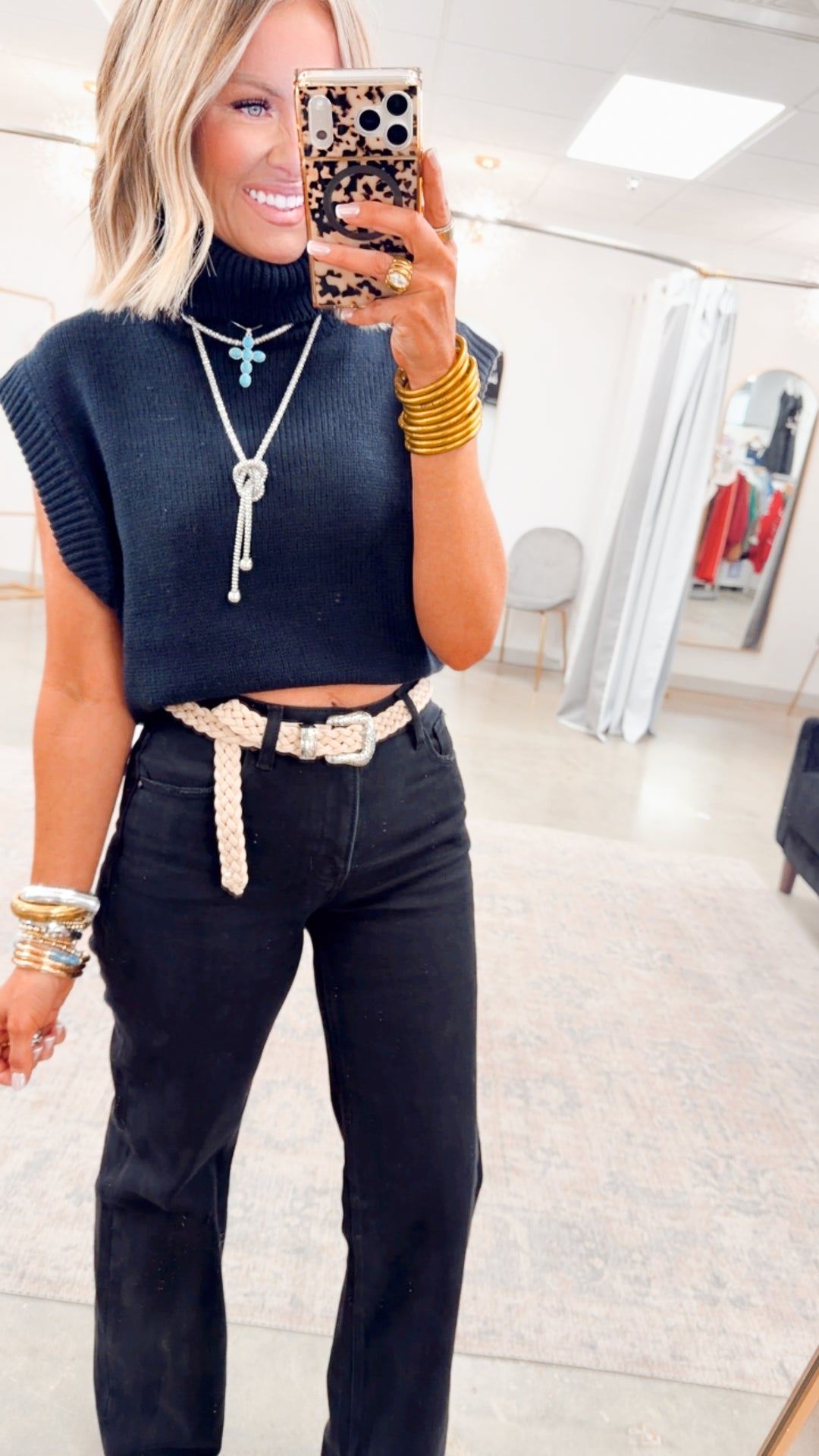 Classic High Rise Wide Leg Jeans-Black