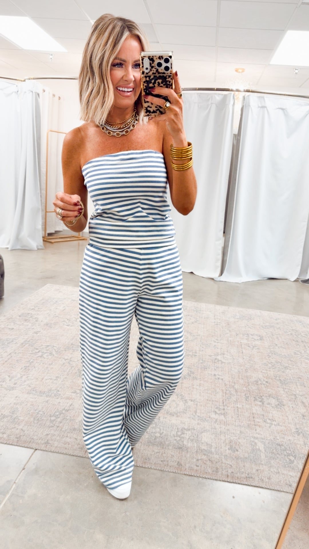 The Chic Comfort Stripe Set-Blue/Ivory