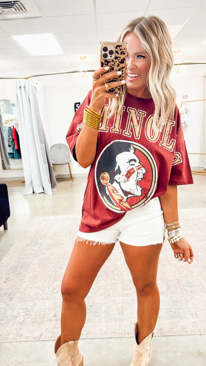 FSU Oversized Tee-Maroon