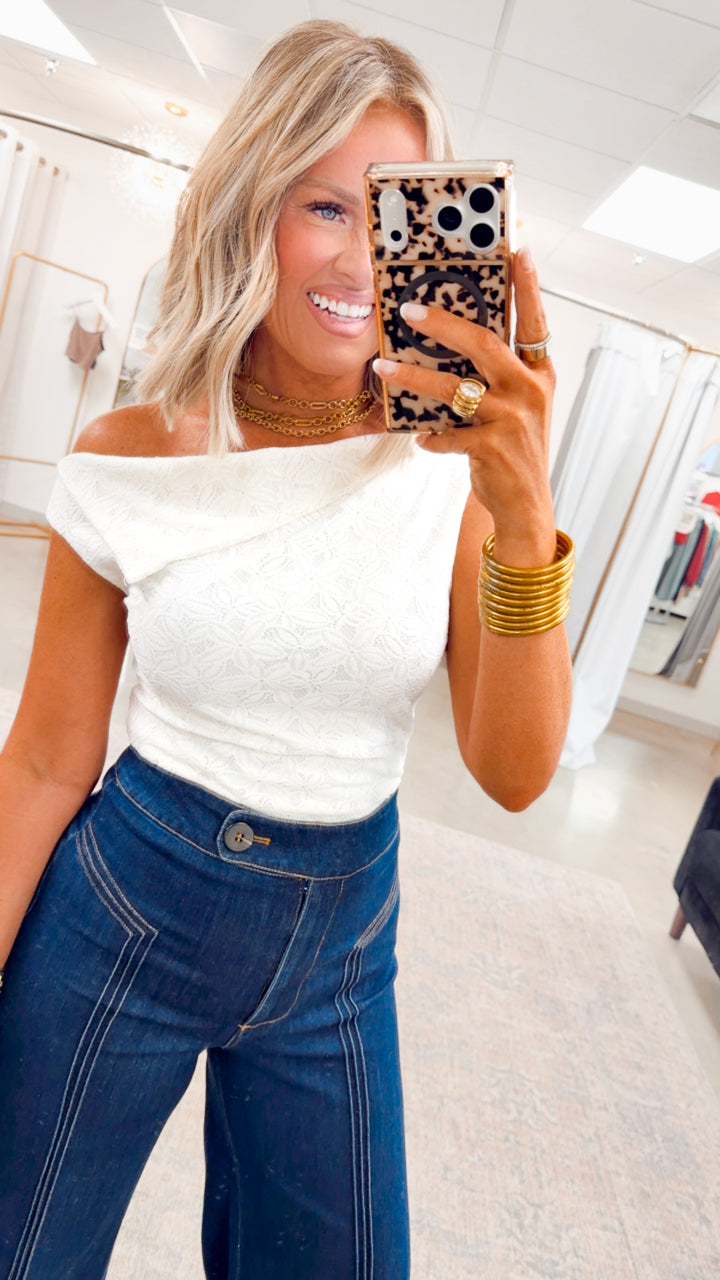 Estelle Scarf Neck Lace Top