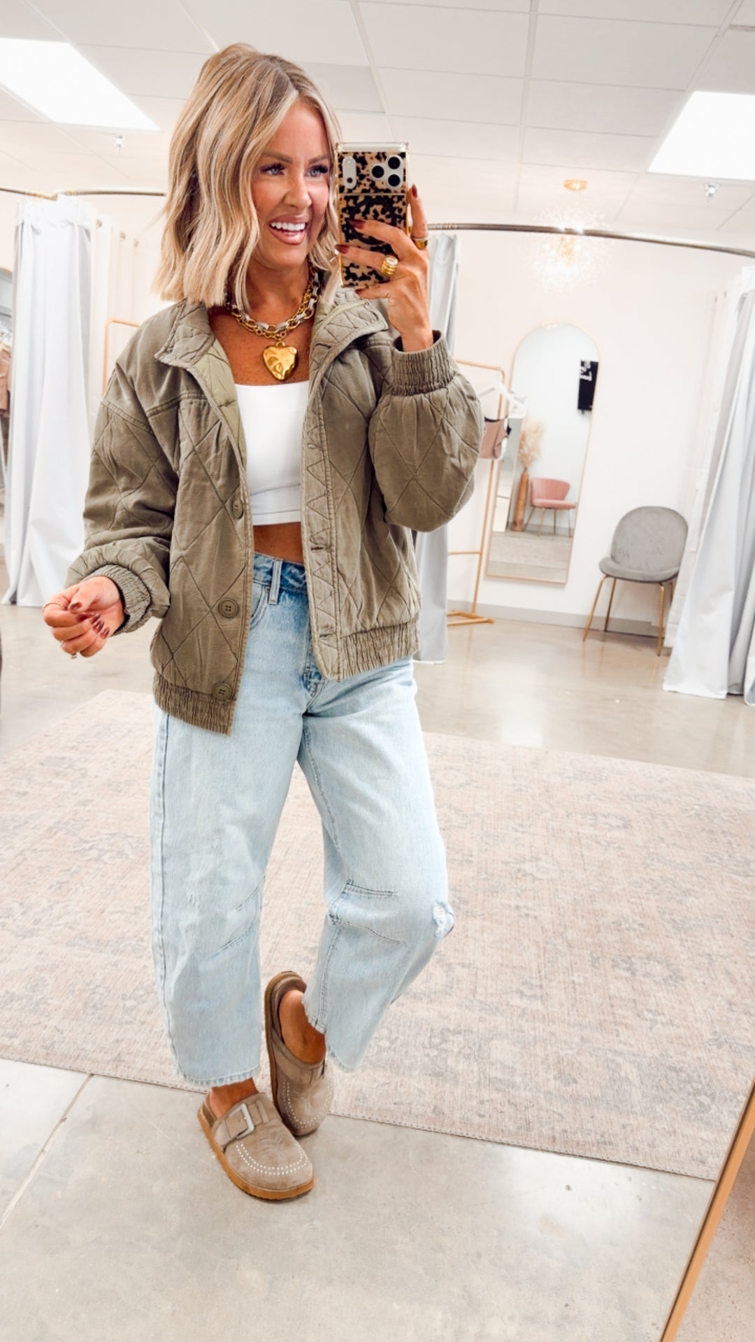 The Magnolia Quilted Jacket-Olive