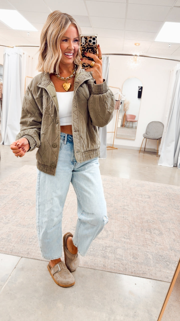 The Magnolia Quilted Jacket-Olive