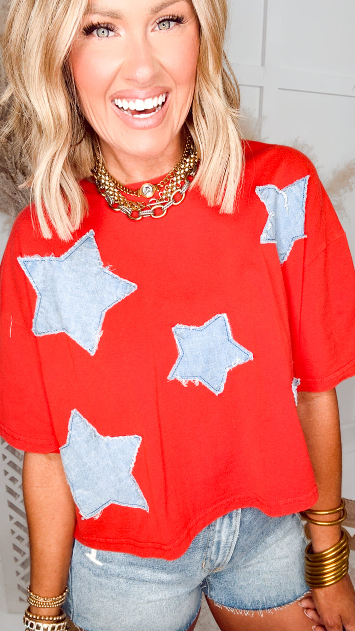 The Starstruck Patch Top-Red
