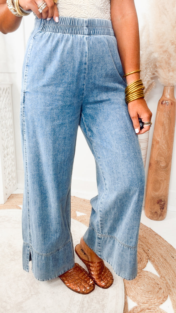 The Colette Wide Leg Pant-Light Denim