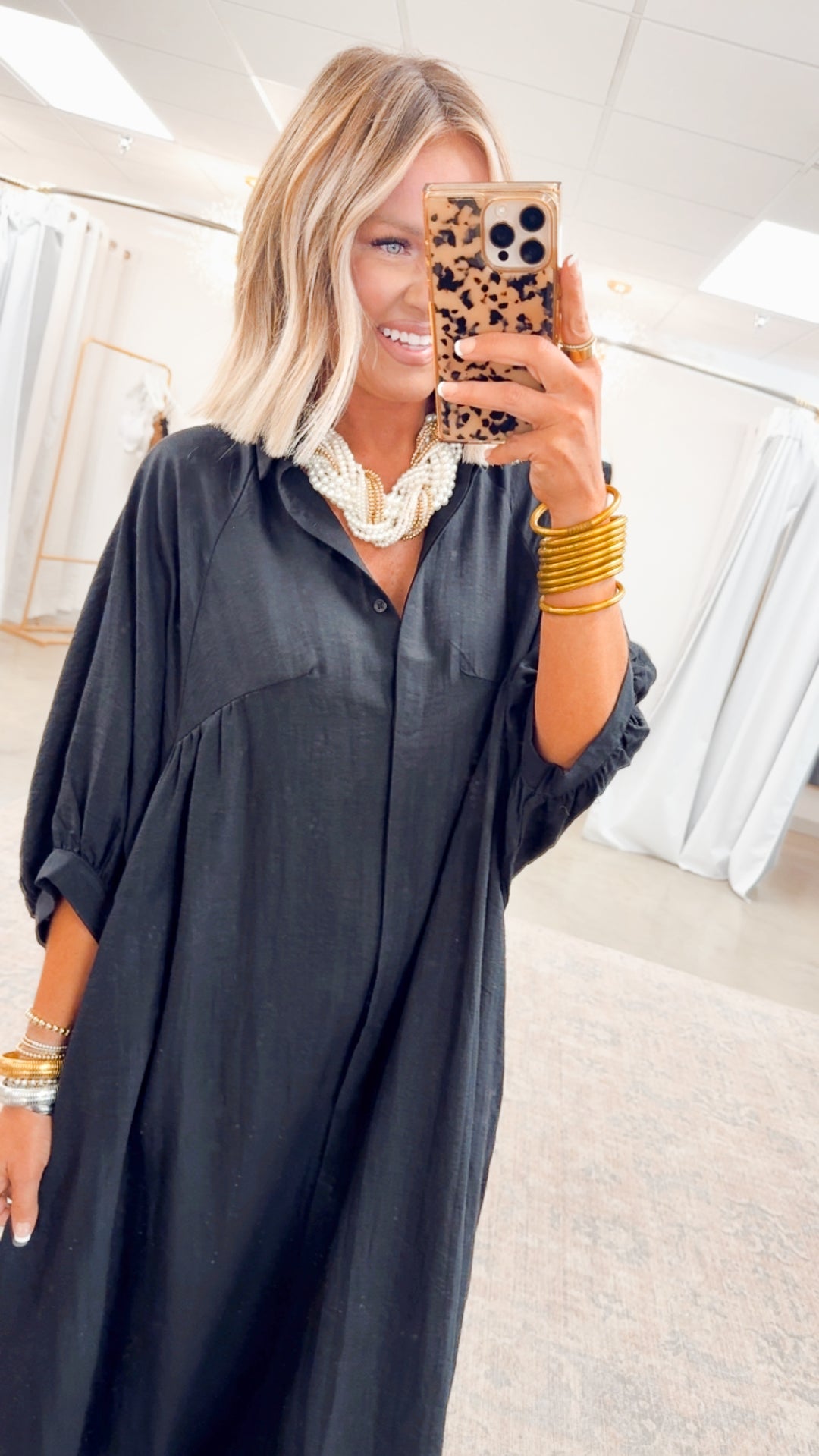 The Haven High-Low Shirt Dress-Black