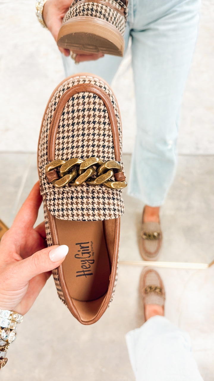 Corkys Not Literally Loafers-Black Tan Houndstooth