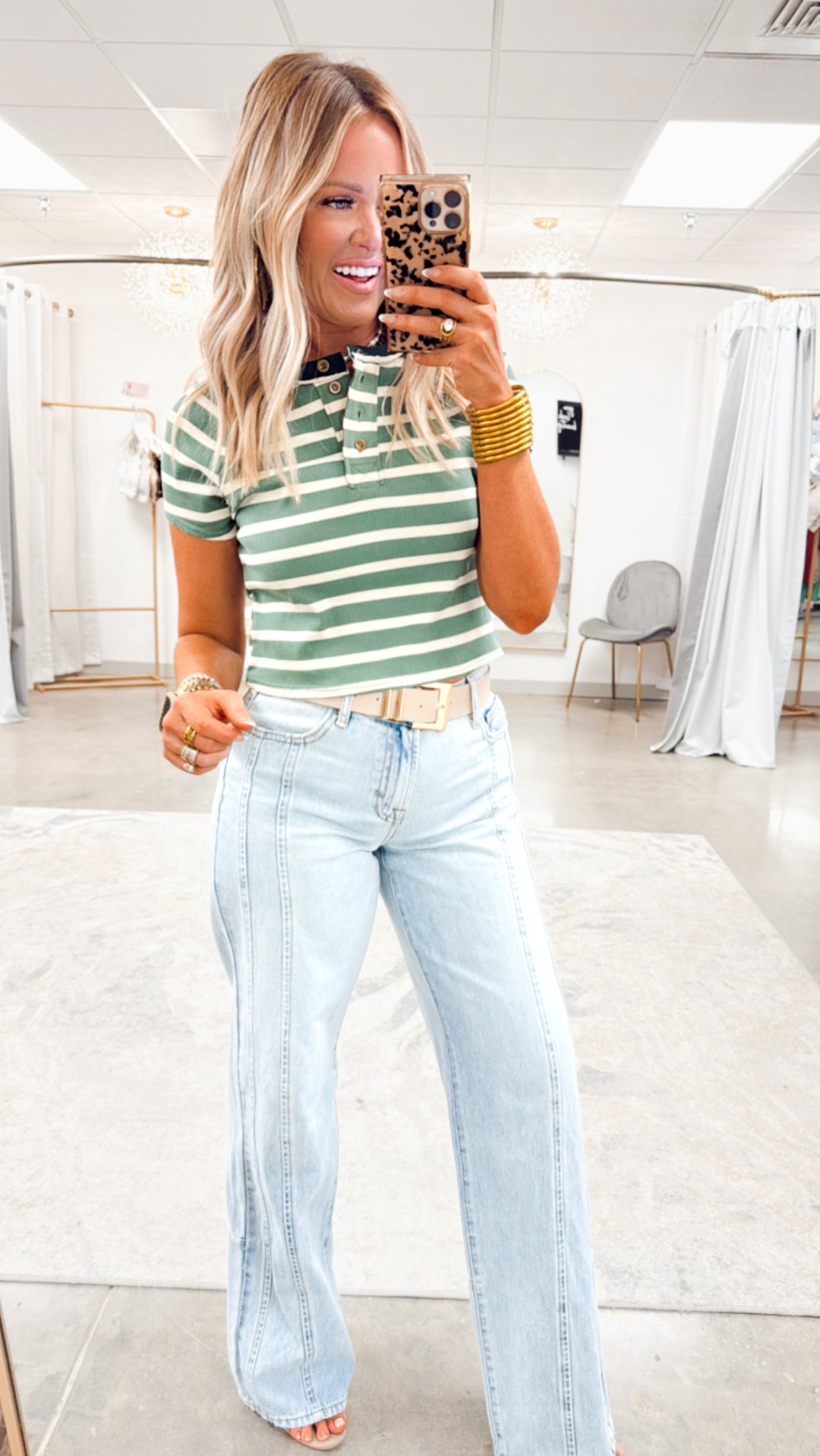 Sage Stripe Top