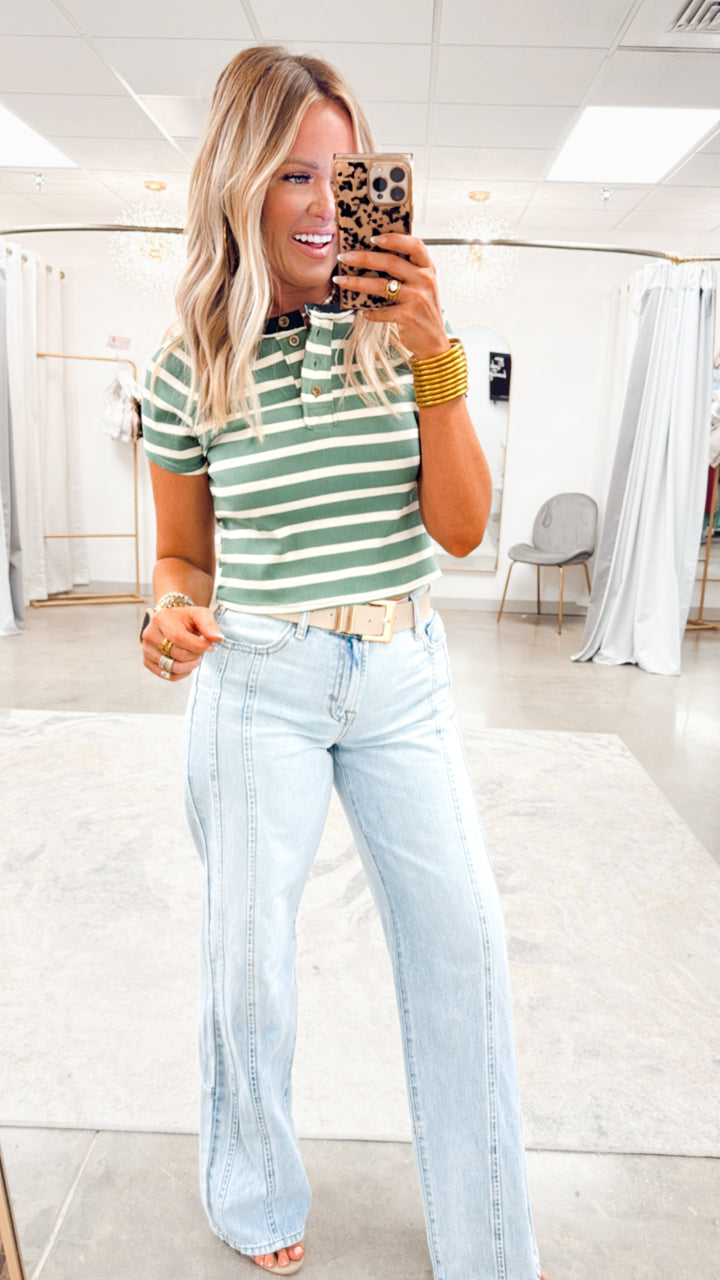 Sage Stripe Top