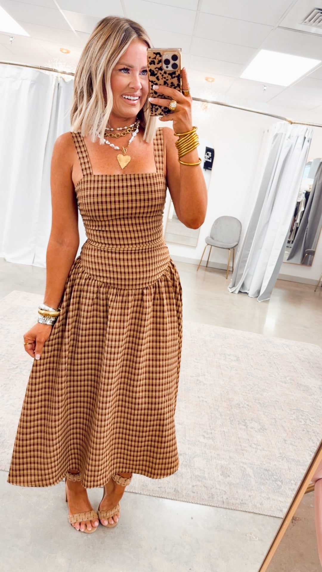 Maisie Plaid Midi Dress