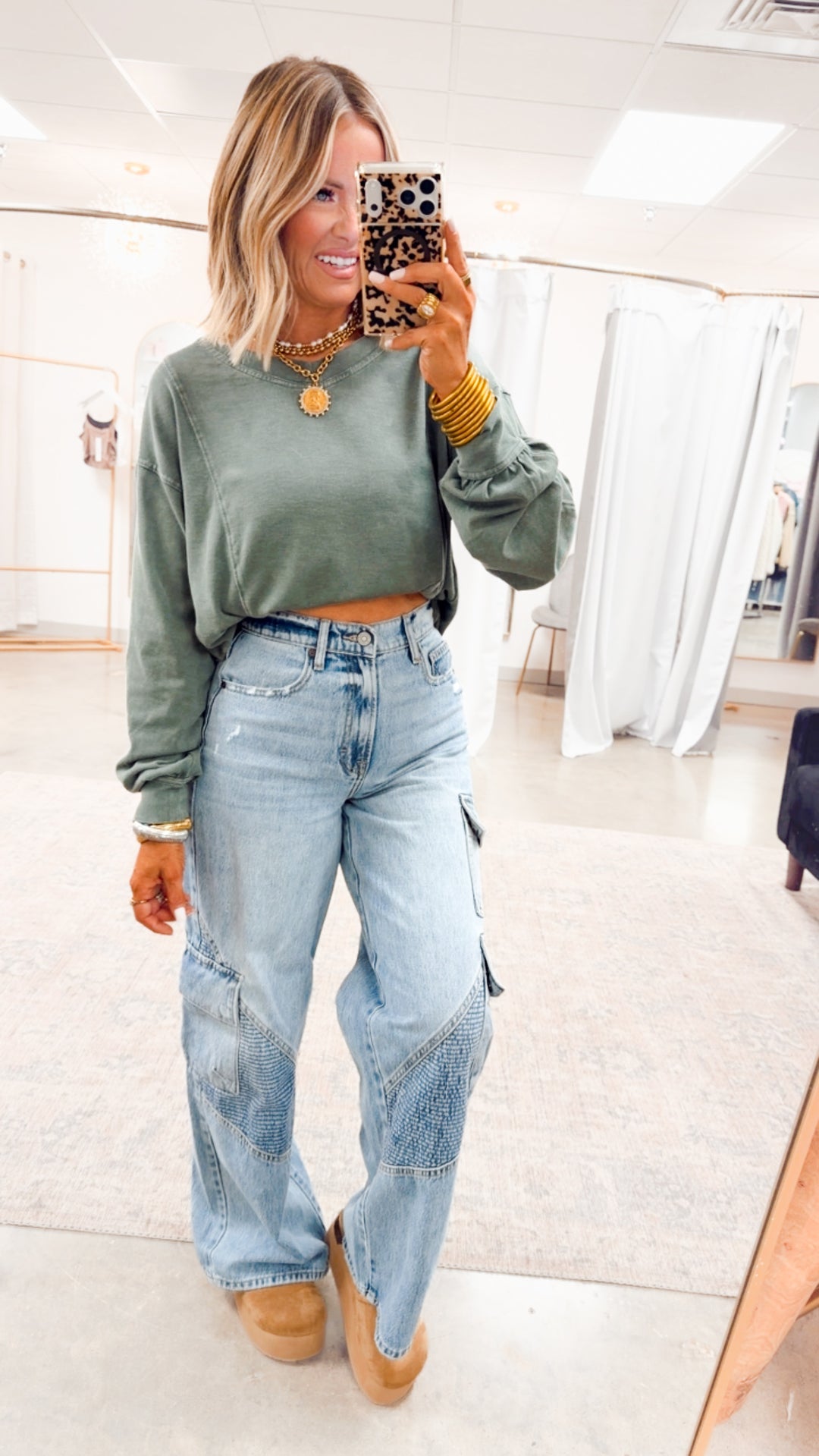 Claire Long Sleeve Top-Regency Green