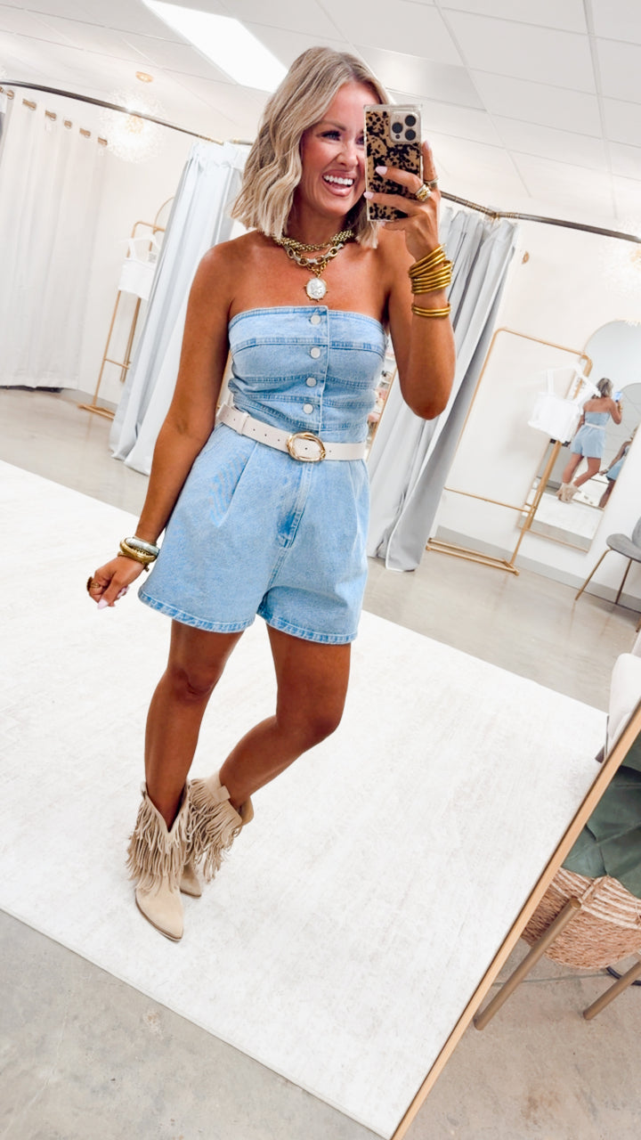 The Teagan Denim Romper