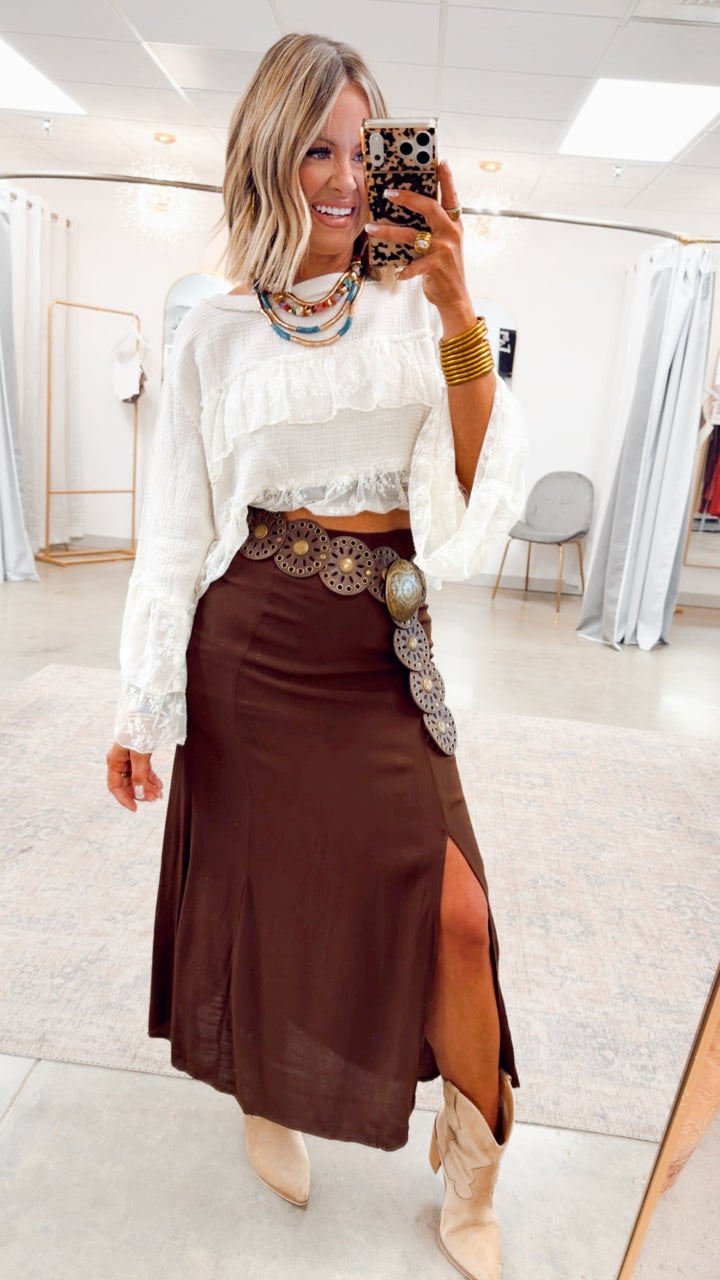 The Marlow Midi Skirt-Brown