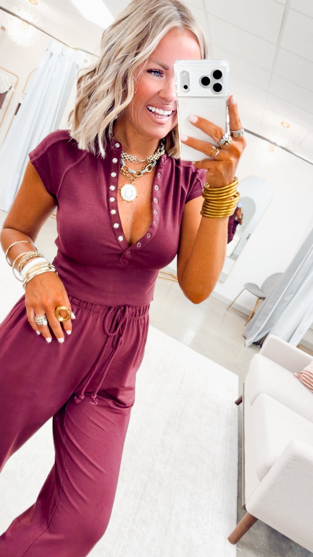 Evie Raglan Top & Pant Set-Wine