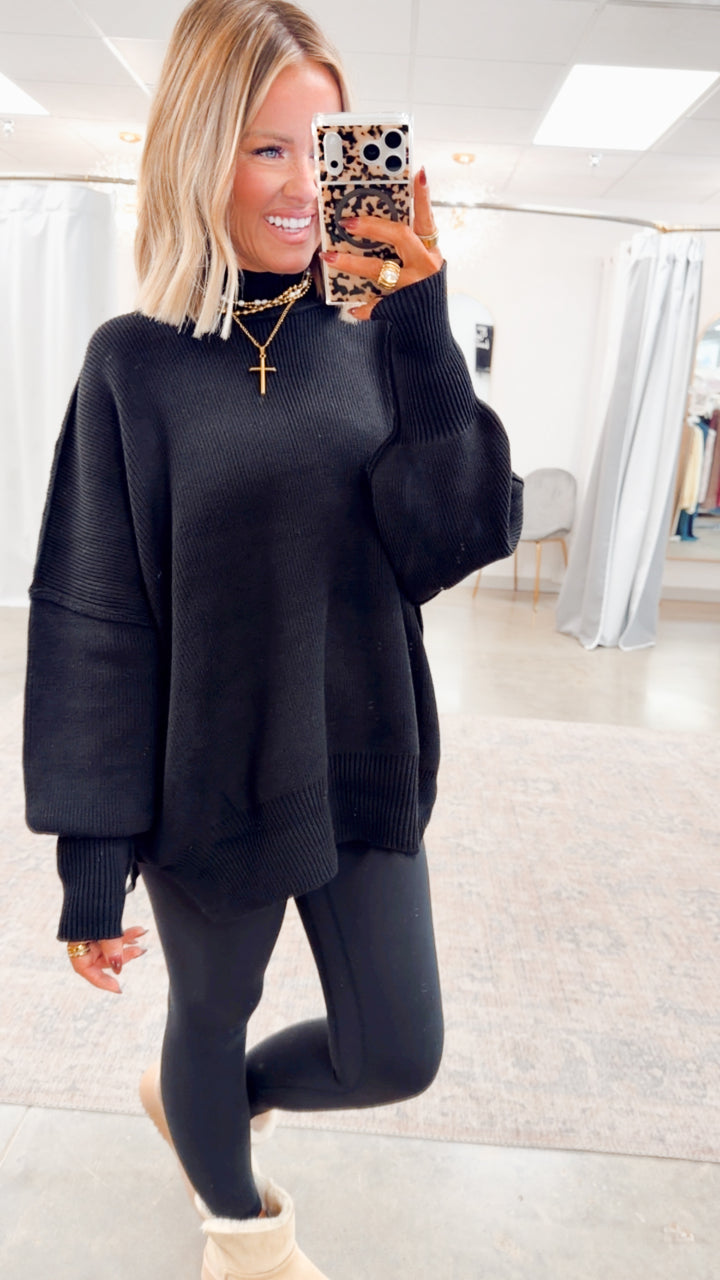 Black Chill Mock Neck Sweater
