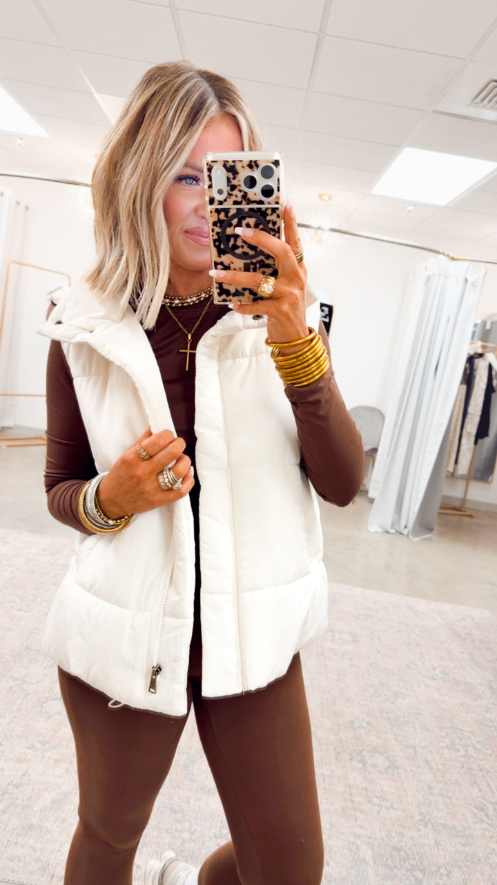 Summit Puffer Vest-Ivory