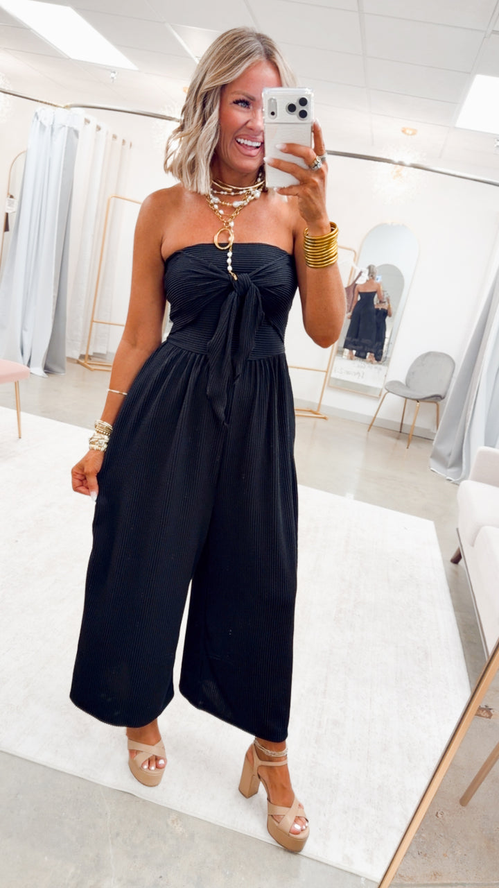 The Coastal Tie Front Jumpsuit-Black
