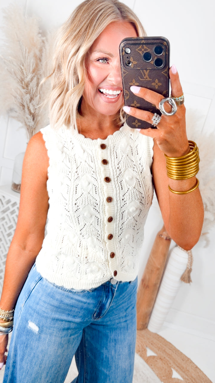 The Coastal Pointelle Top-Cream