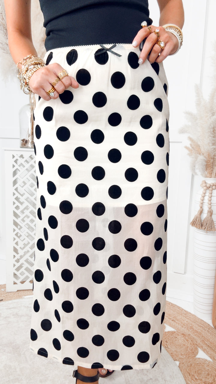 The Enchanted Polka Dot Midi Skirt