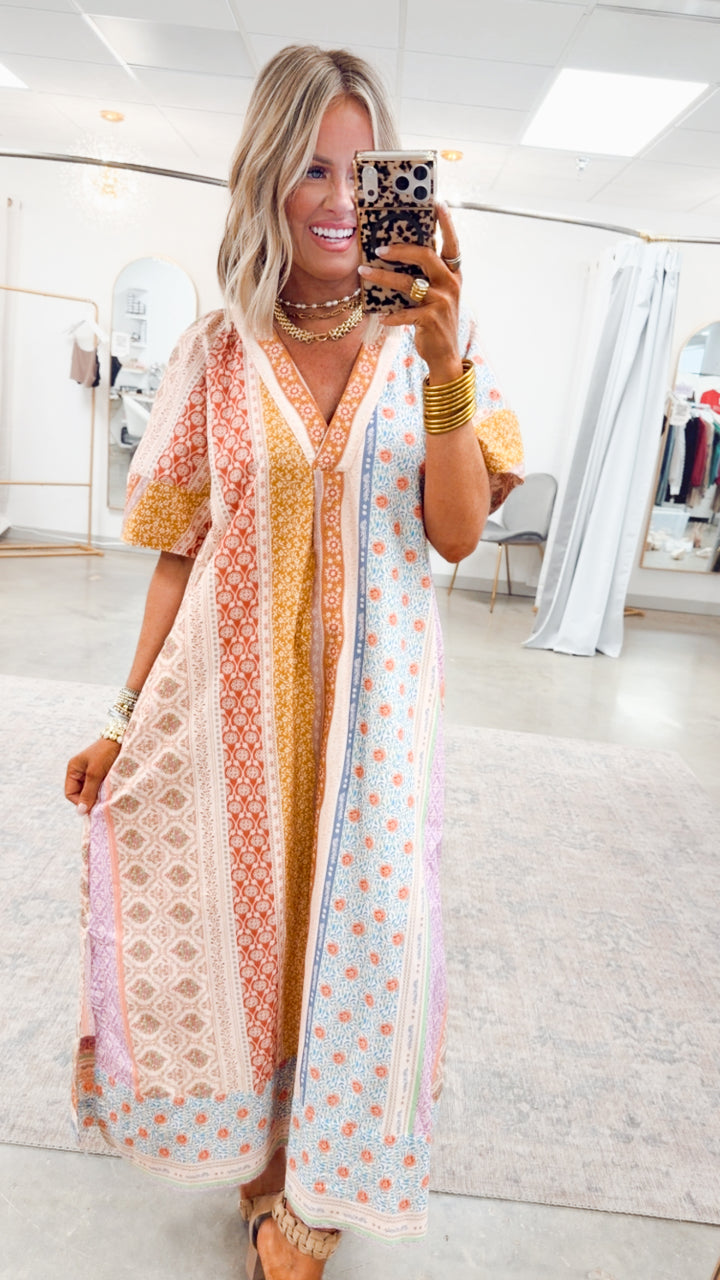 The Paloma Patchwork Midi Dress
