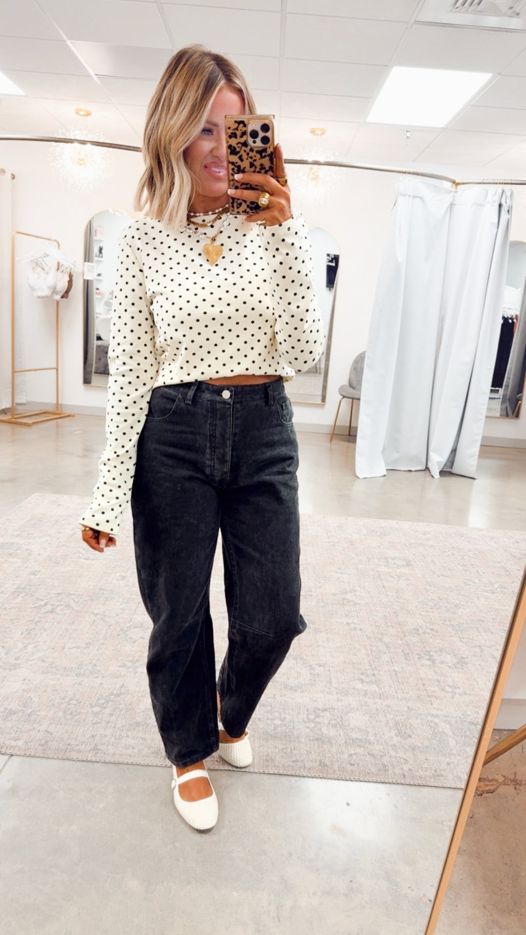 Mina Polka Dot Top-Ivory