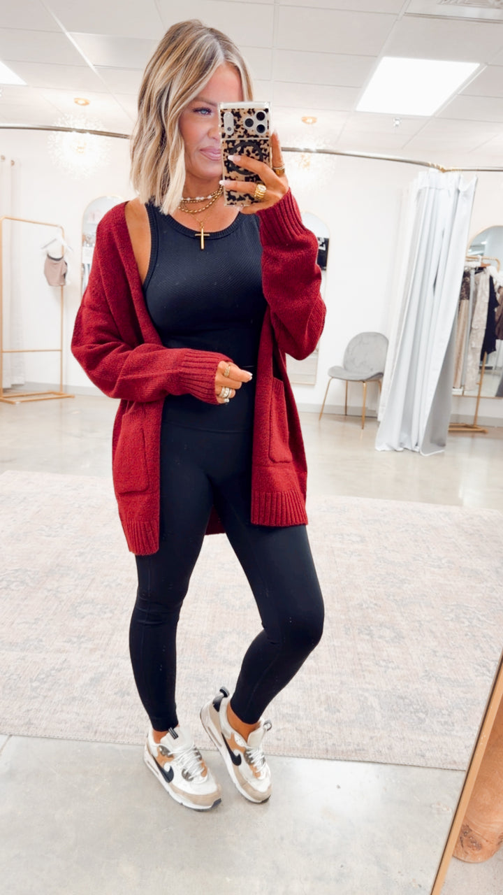 Brixton Sweater Cardigan-Cabernet