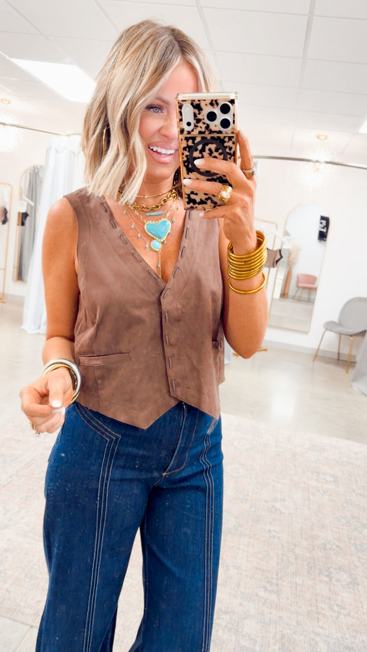 The Frontier Fancy Vest-Espresso