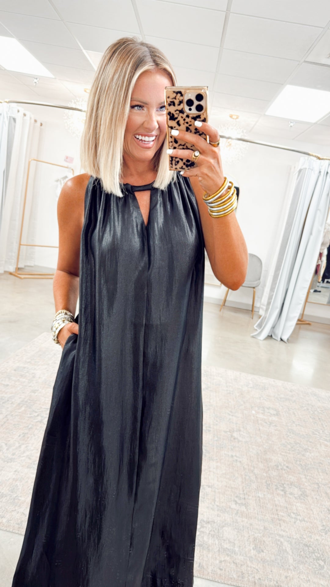 Halter Tie Back Dress-Black