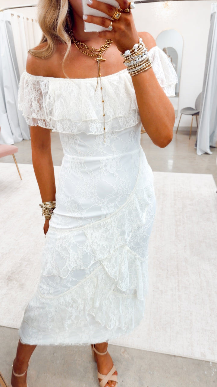 The Enchanted Lace Maxi Dress-Ivory
