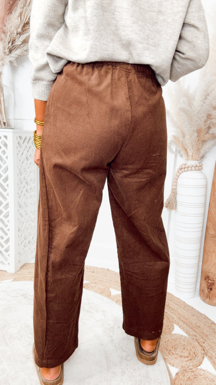 The Corduroy Barrel Pants-Chocolate