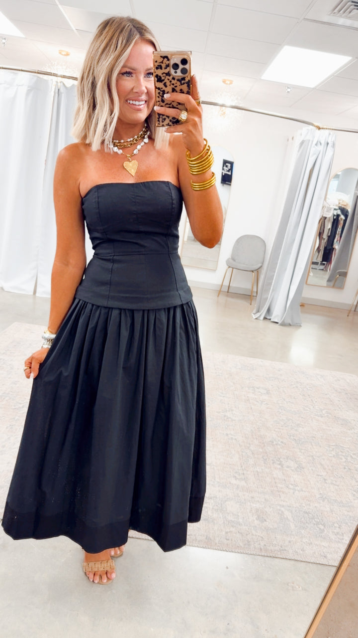 Bellamy Strapless Dress-Black