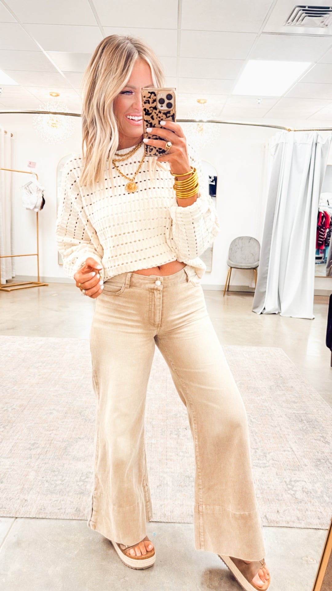 Charlotte Pointelle Sweater-Cream