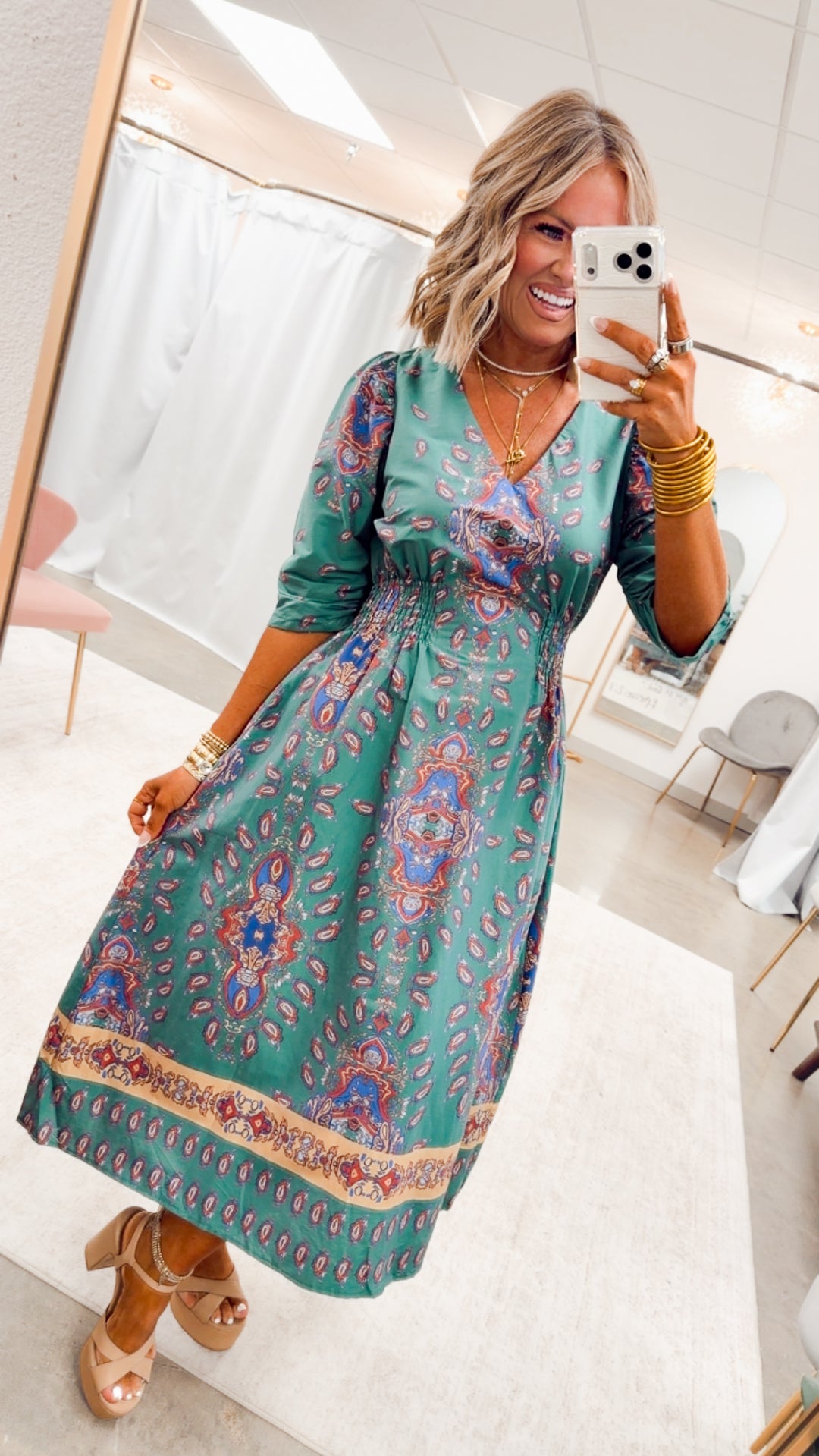 The Emerald Allure Midi Dress