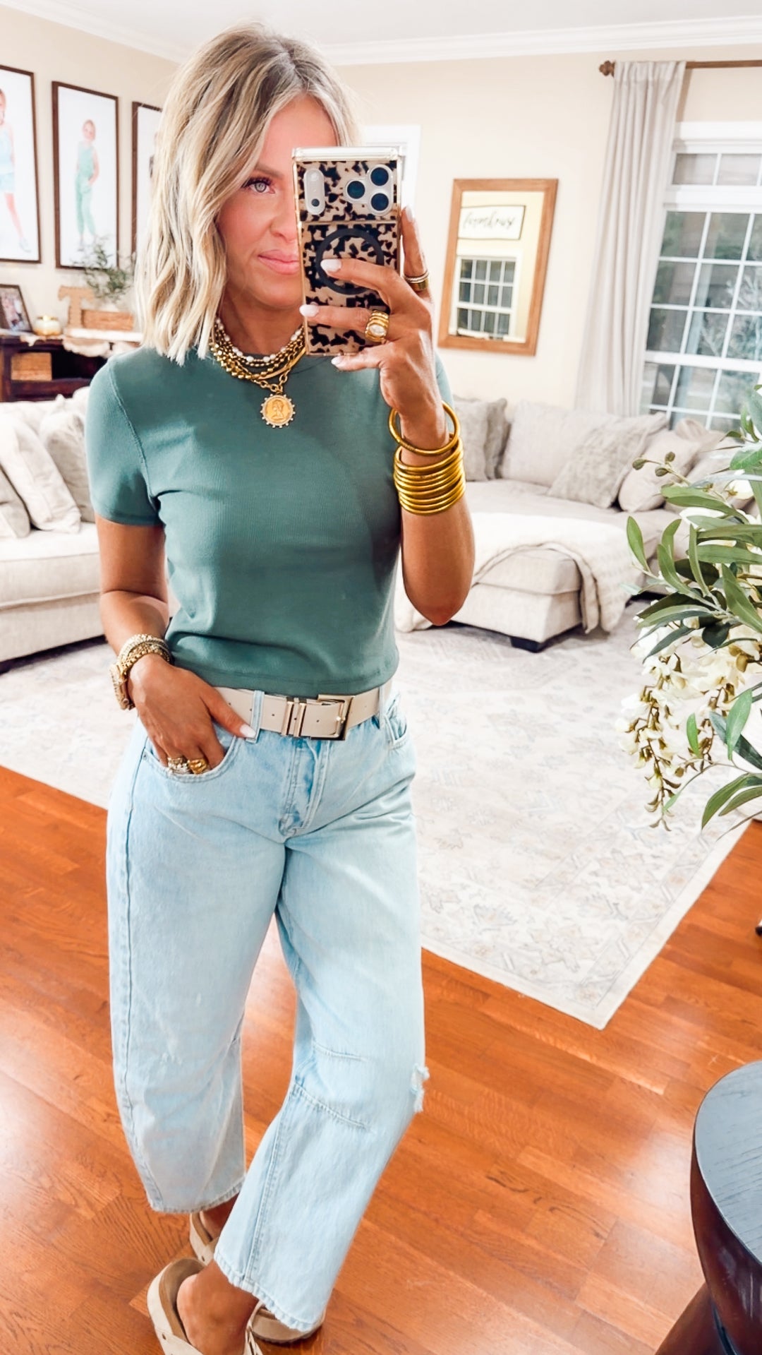 The Just Right Ribbed Tee-Green