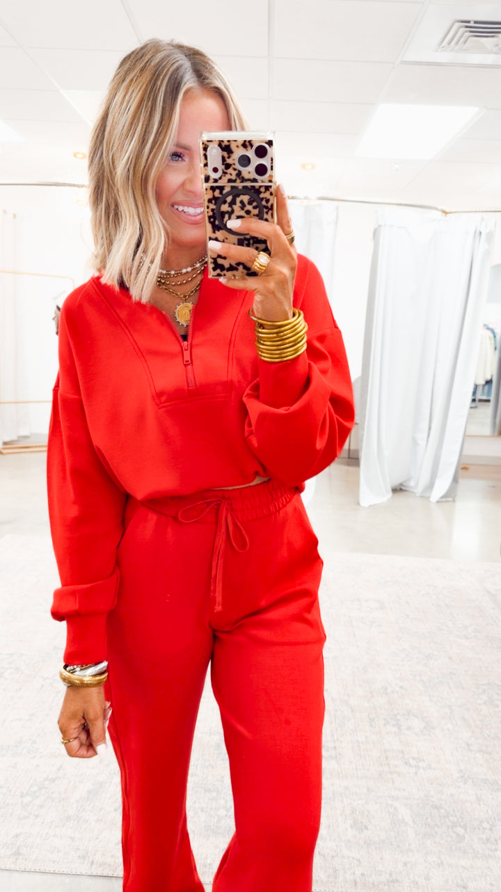 Smooth Form Half Zip Jacket-Red