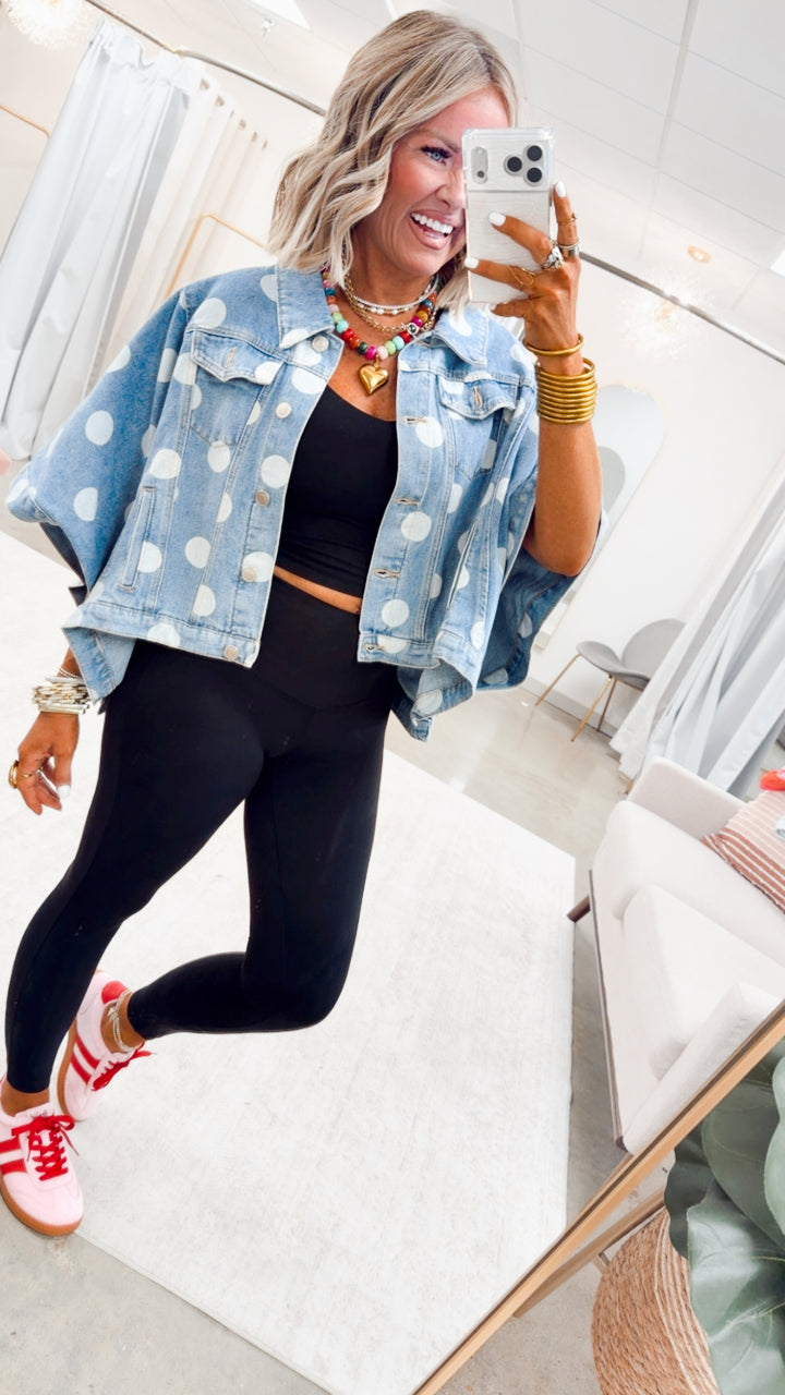 The Dottie Denim Cape Jacket