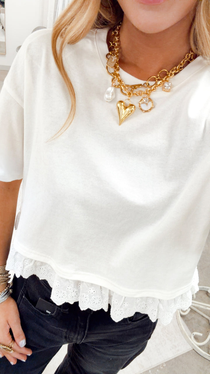 The Seaside Eyelet Top-White