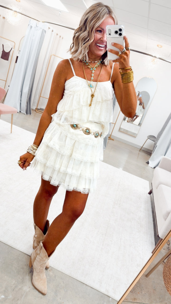 The Whimsical Ruffle Skirt-Cream