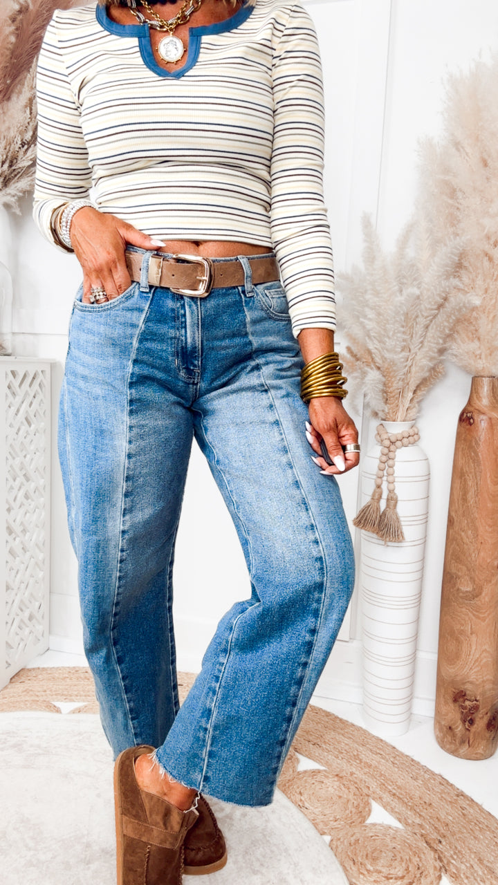 The Pretty in Stripes Top-Cream