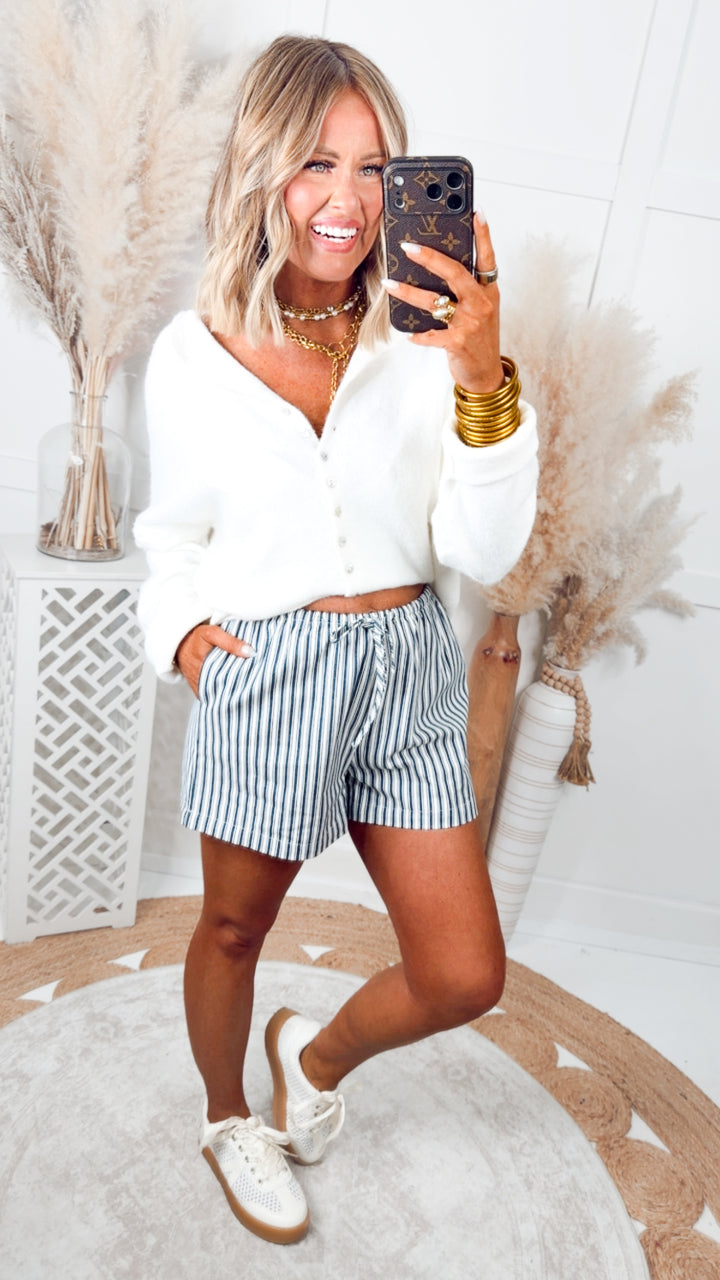 Seeing Stripes Shorts-Navy/Cream